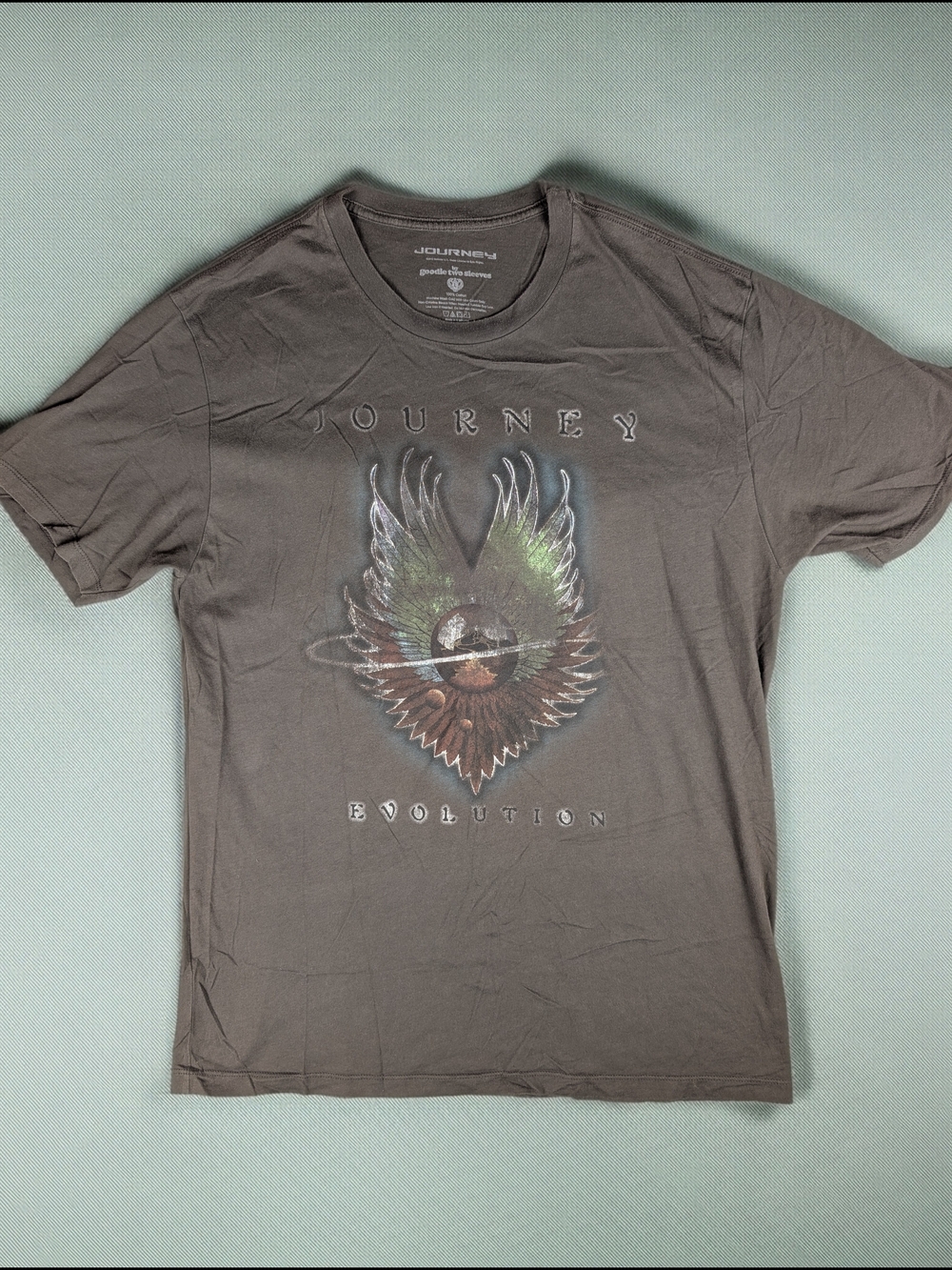 Goodie Two Sleeves Journey Evolution T-Shirt Men's Large Brown Rock Band